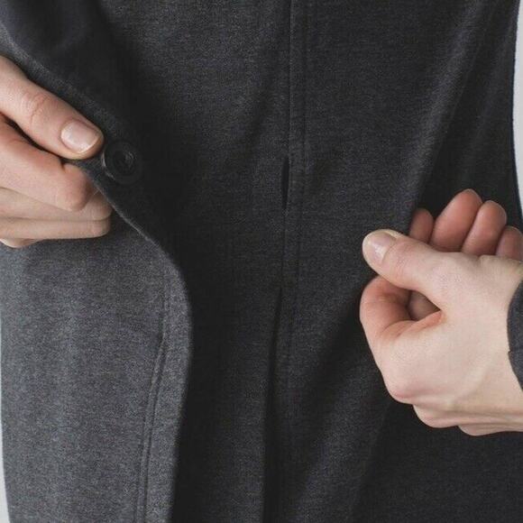 Lululemon Heathered Black Gray Coast Wrap II French Terry Long Sleeve Jacket 4 - Picture 10 of 13